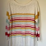 Talbots Plus Boatneck Sweater 3/4 sleeve cream rainbow stripe Women’s size 1X Photo 0