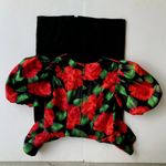 Mr. Mort Dress Black Red Floral Puff Sleeves Wedding Party Art Deco VTG… Size 8 Photo 10