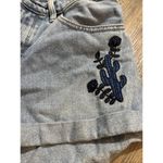 PacSun Light Wash Boho Equestrian Western Cactus Floral Denim Cutoff Shorts 24 Photo 1