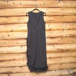 Mac Duggal 11626 Black Sleeveless Faux Wrap Dress with Feather Detail Photo 9