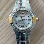 Seiko  Coutura Diamonds Ladies Watch Two-Tone Bracelet Case Pearl Dial Date Photo 4