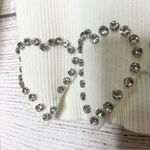 White Ribbed Long Sleeve Crop Top with Rhinestone Heart Detailing Size Medium Photo 5