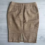 Vintage Escada Silk & Linen Tan Tweed Pencil Skirt with Fringe Detail Size 34 Photo 3