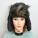 Hollister Bear Faux Fur Trapper Winter Hat One Size Unisex in Dark Brown Photo 0