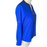 Calvin Klein  Women's Bright Blue & Black Long Sleeved Half Zip Popover Blouse Photo 2