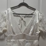 Lulus Gorgeous Elevation NWT size XL White Lace Rosette Puff Sleeve Midi Dress Photo 3