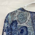Westport NWOT women's blue white paisley cross front bell sleeve lined blouse L Photo 5
