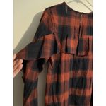 BCBGMAXAZRIA New! Orange & Black LongSleeve Plaid Ruffled Dress Medium Photo 6
