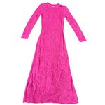 A New Day NEW New Day Sz M Long Sleeve Maxi Crochet Pink Dress Womens Knit Crew Neck Beach Photo 2
