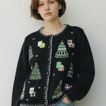 White Stag Vintage  Beaded Black Festive Cardigan Sweater Photo 0