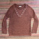 Affliction  RED MARLED GROMMET V NECK KNIT SWEATER Photo 5