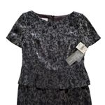 Maggy London Petite Gray Black Embellished Flowers Short Sleeve Dress Size 10P Photo 6