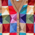 Neiman Marcus cashmere cardigan geometric multicolor M Photo 3