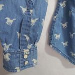 Bit & Bridle Denim Blue Denim Western Cowgirl Rodeo Button Up Shirt Horse Sz L Size L Photo 2