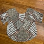 Maurice's  Women's Size 1x Off Shoulder Boho Patchwork Print Short Bell Sleeve Top Photo 2