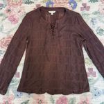 Frye Lace Up Top Sz XSmall Long Sleeve Crinkle Boho Renaissance Festival Peasant Photo 4