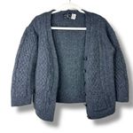 The Irish Store Aran Woollen Mills Charcoal Irish Cable Merino Wool Cardigan Gray Size L Photo 6