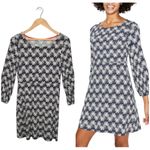 Boden Lucie Stretch Jersey Tunic Balloon Sleeve Palm Dress Navy 6 Photo 1