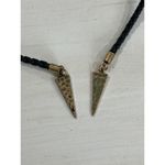 Cord Necklace Gold Spike Pendant Western‎ Boho Chic Fashion Jewelry Black Photo 2