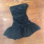 DO+BE  Ruched Strapless Black Bubble Hem Cocktail Mini Dress Size Small Photo 8
