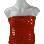 J.Crew Womens Red Sequin Shimmer Sleeveless Bandeau Strapless Tube Crop Top Sz M Size M Photo 0