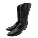 Lucchese  1883 Savannah Black Mad Dog Goat Leather Snip Toe Western Boots Size 10 Photo 2