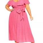 City Chic New!  Fuchsia Romantic Tie Cold Shoulder A-Line Dress,  plus size 20‎ Photo 0
