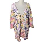 Boston Proper Pastel Embroidered Mesh Three Quarter Sleeve Hip Length Duster XL Photo 3