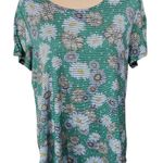 Christopher & Banks  T-Shirt Green Daisy Size L Large Short Sleeve Photo 0