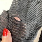 Lululemon  Athletica Sz 8 Top Lean In Long Sleeve Black Sheer Striped Mesh FLAWS Photo 5