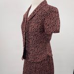 Vintage 90s Floral Print Skirt Set Matching Blouse & Midi Skirt Pink Maroon 8 P Purple Photo 6