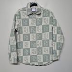 YAITTE Miami Italian Cotton Flannel Button Up Shirt Green White Checkered Sz XS Photo 2