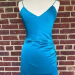 Alice + Olivia  Fallon Ruched Sleeveless Gown Womens 8 Teal Event HoCo Gala Guest Photo 5