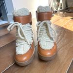 Coach Monroe Shearling Brown Leather Ankle Booties Size 7.5 Like New Photo 1