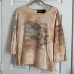 Harley Davidson Harley-Davidson 3/4 Long Sleeve AOP Shirt Womens Size 2W Sequins Cotton Photo 0