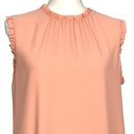 WAYF  Peachy Pink Shift Ruffled Mock Neck Swing Sheer Baby Doll Dress Size M Photo 2