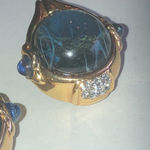 Toplin Weinberg Gold Tone & Blue Poured Glass Clip Earrings Photo 10