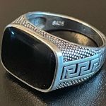 Natural black obsidian S925 silver ring size 8.75 Photo 2