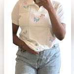 Blair  Coquette Core embroidered Butterfly Top Pastel Short Sleeve Size M Photo 0