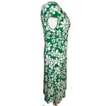 London Times Y2K Babydoll Knot Front Midi Dress Green White Floral Size 10 Spring Office Work Photo 2
