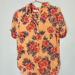 Equipment  Essential Peach Floral Print Crepe de Chine Button Front Shirt Size XS Photo 2