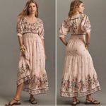 Anthropologie  The Somerset Puff Sleeve Maxi Dress Cream Floral Medium Cottage Photo 1