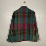 Chico's  Women 3 L Blue Red Orange Plaid Chenille Woven Jacket Zip Front Pockets Photo 6