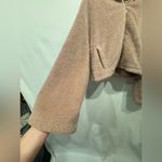 EXPRESS  faux-fur crop zip up hoodie pink bell sleeves size medium Photo 2