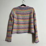 La Ligne Cherie Striped Cropped Rainbow Sweater Wool Cashmere Size Small Pink Photo 2