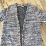Candie's long cardigan fuzzy duster sweater womens large gray black white Photo 6
