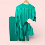 Vintage 70s Henry Singer flowy green polyester slinky pantsuit 2 piece set USA Photo 3