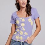 Chaser NWT Painted Daisies Sambuco Tee Lavender size S Photo 12