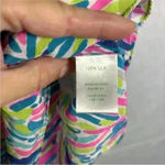 Lilly Pulitzer Silk Dusk Tank Top Indigo Palm Print Pink Blue Small Photo 2