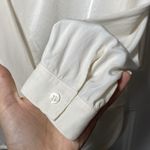 frame denim FRAME Drape Front Long Sleeve Silk Charmeuse Business Casual Blouse Ivory XS Photo 7